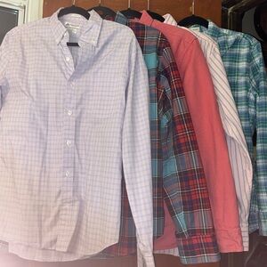 Lot of 5 J. Crew Men’s Button Up Shirt Size Slim Medium Solid and Plaid EUC